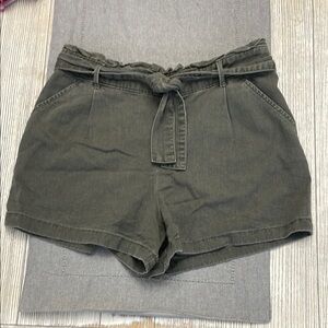 Abercrombie Kids High Waist Green Shorts with Tie Belt